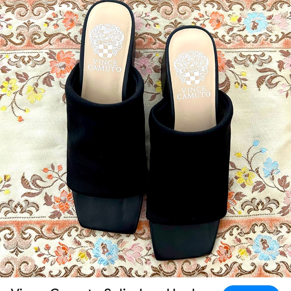 Vince Camuto Salindera Black mesh Mules with Square Toe Design. 5 - Picture 3 of 6